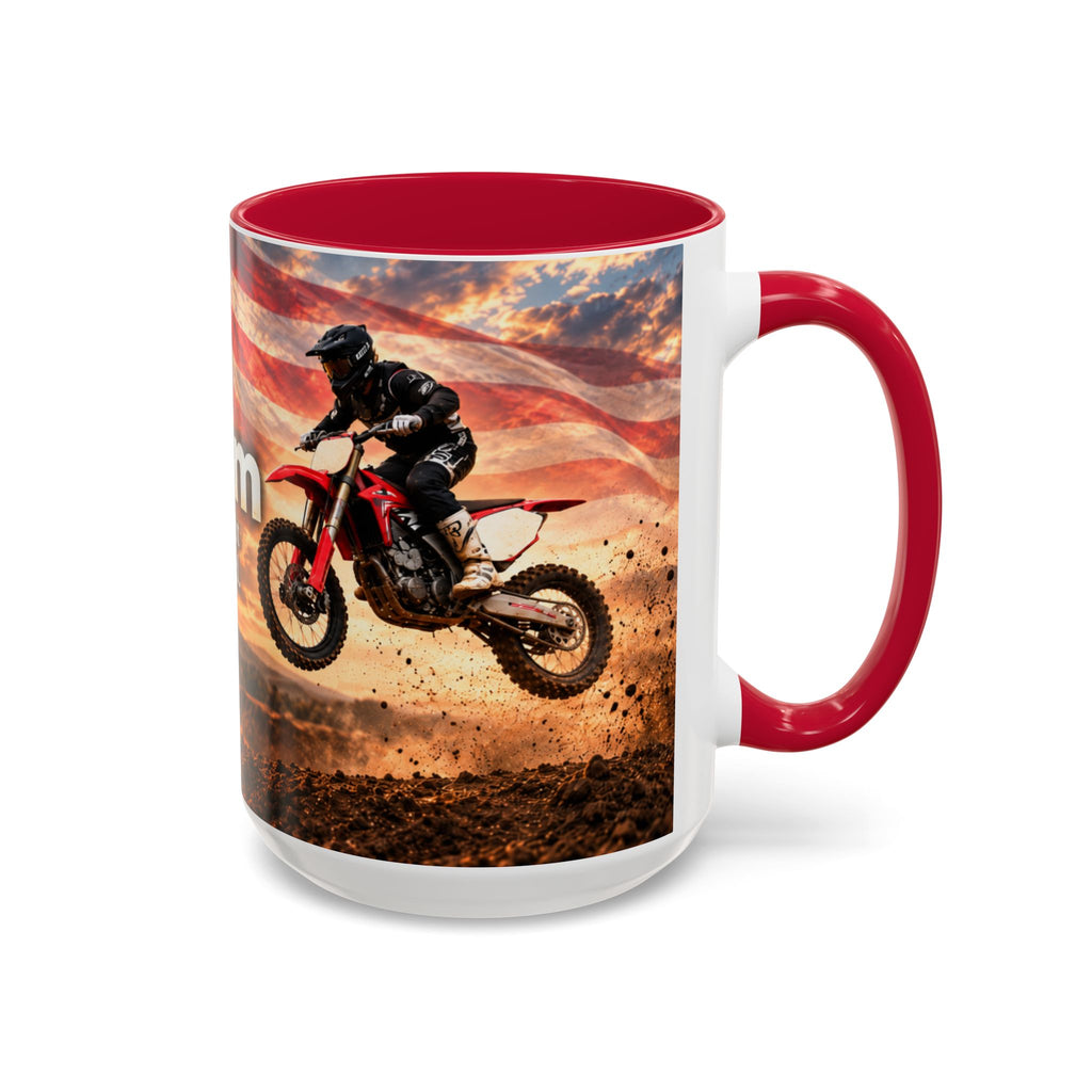 Freedom - I Was Never Meant to Stay Grounded | 15 oz Motocross Dirt Bike Mug, Coffee Cup