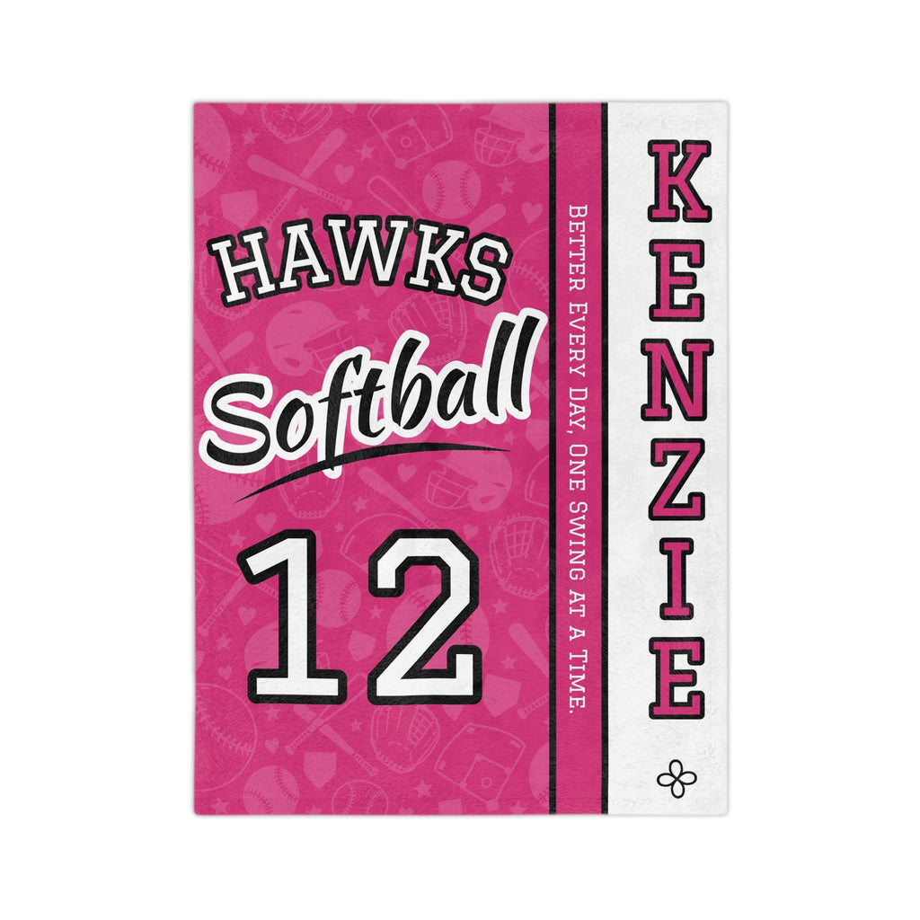 Personalized Softball Blanket - Varsity Split Design | Custom Team Name, Number or Class Year & Player Name | Softball Player, Senior Night Gift | Plush Throw