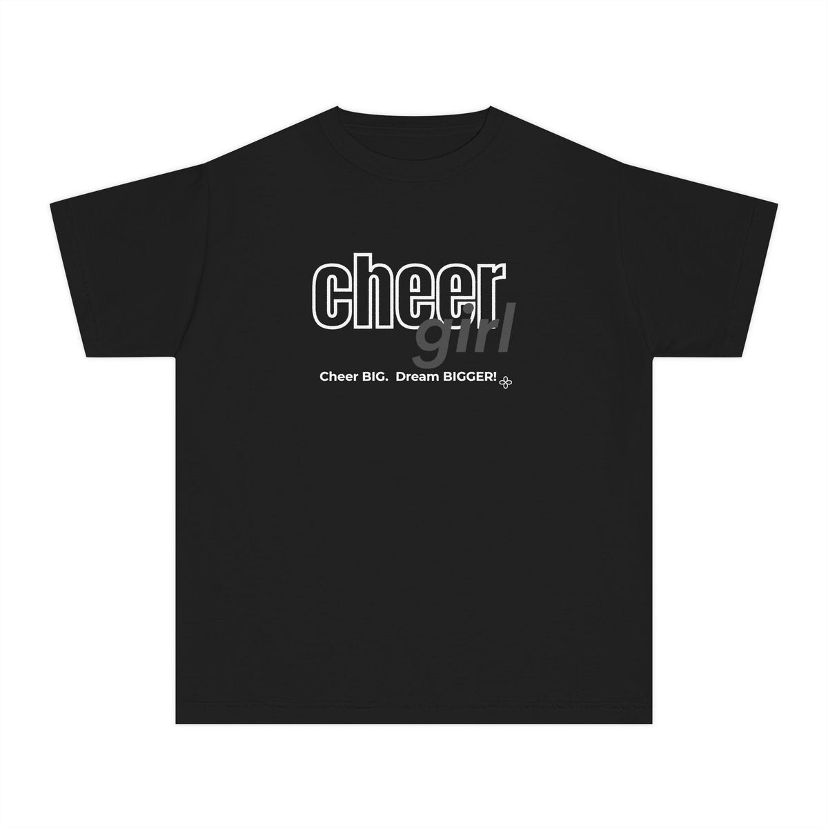 Cheer Girl Youth T-Shirt | Cheer Big, Dream Bigger | Girls Cheer Comfort Colors Youth Tee
