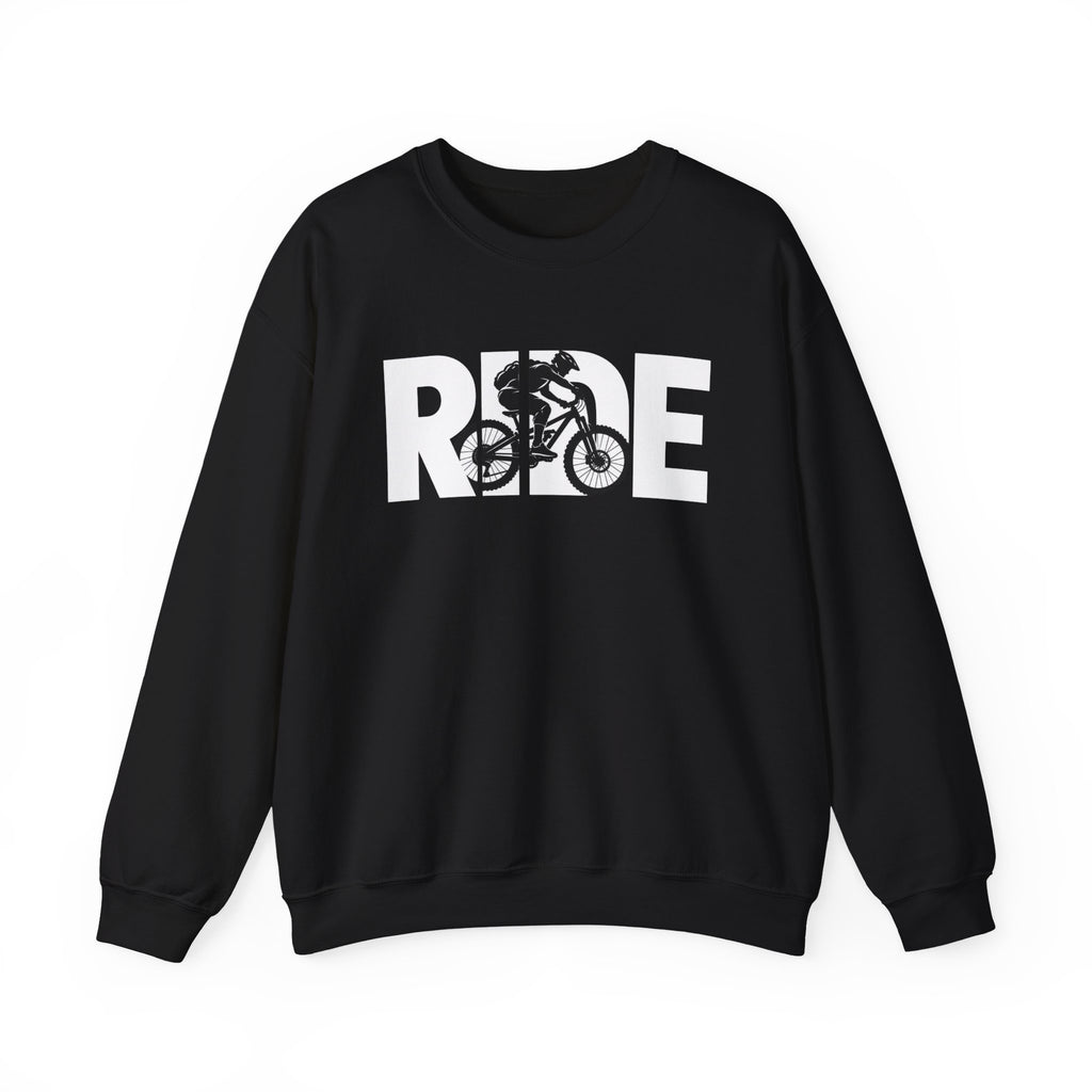RIDE Mountain Bike Sweatshirt | Mountain Biker Graphic | Gildan Crewneck