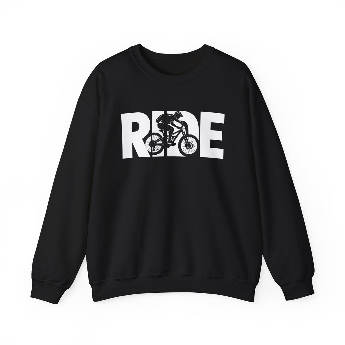 RIDE Mountain Bike Sweatshirt | Mountain Biker Graphic | Gildan Crewneck