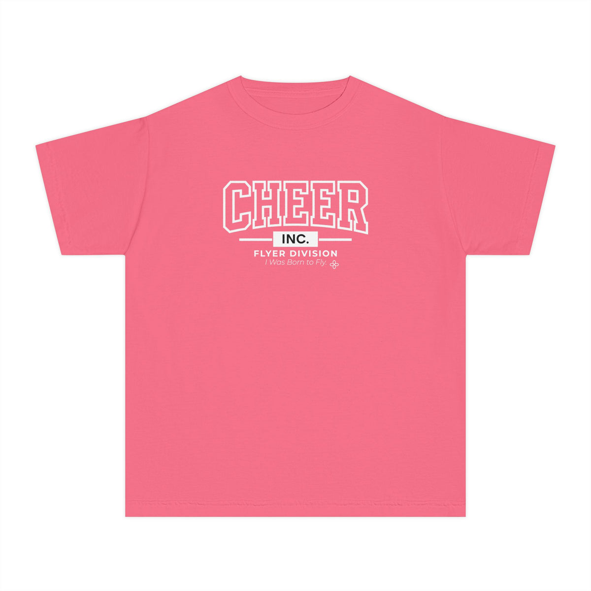 Cheer Inc. Flyer Division Youth T-Shirt | I Was Born to Fly | Girls Cheer Comfort Colors Youth Tee