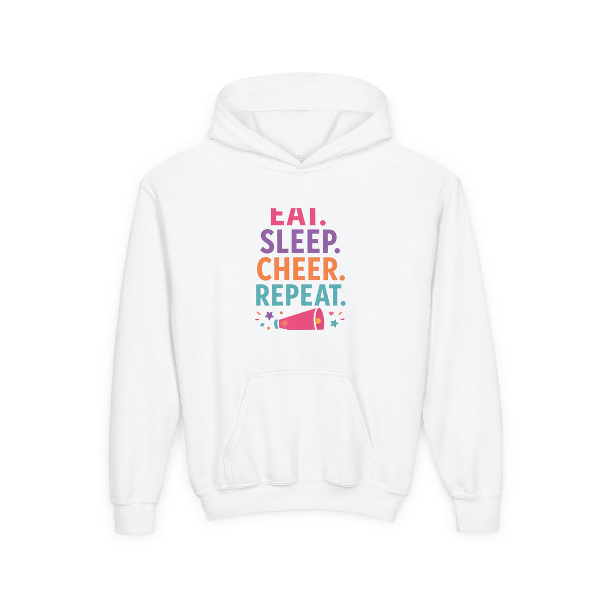 Eat Sleep Cheer Repeat Youth Hoodie | Cheerleader Gift | Girls Cheer Youth Hoodie