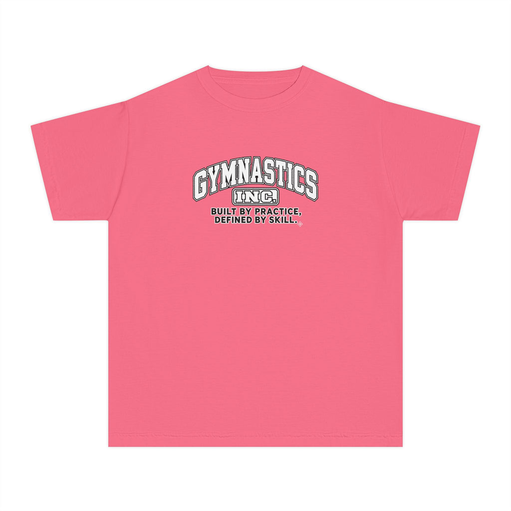 Gymnastics Inc. Youth T-Shirt | Built by Practice, Defined by Skill | Girls Gymnastics Comfort Colors Youth Tee