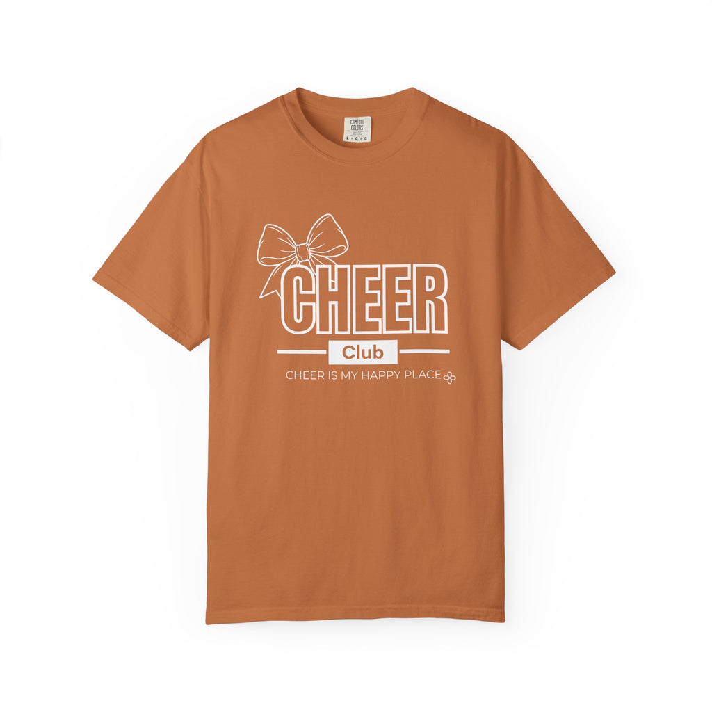 Cheer Club Bow T-Shirt | Cheer Bow, Cheer Is My Happy Place | Cheer Comfort Colors Tee