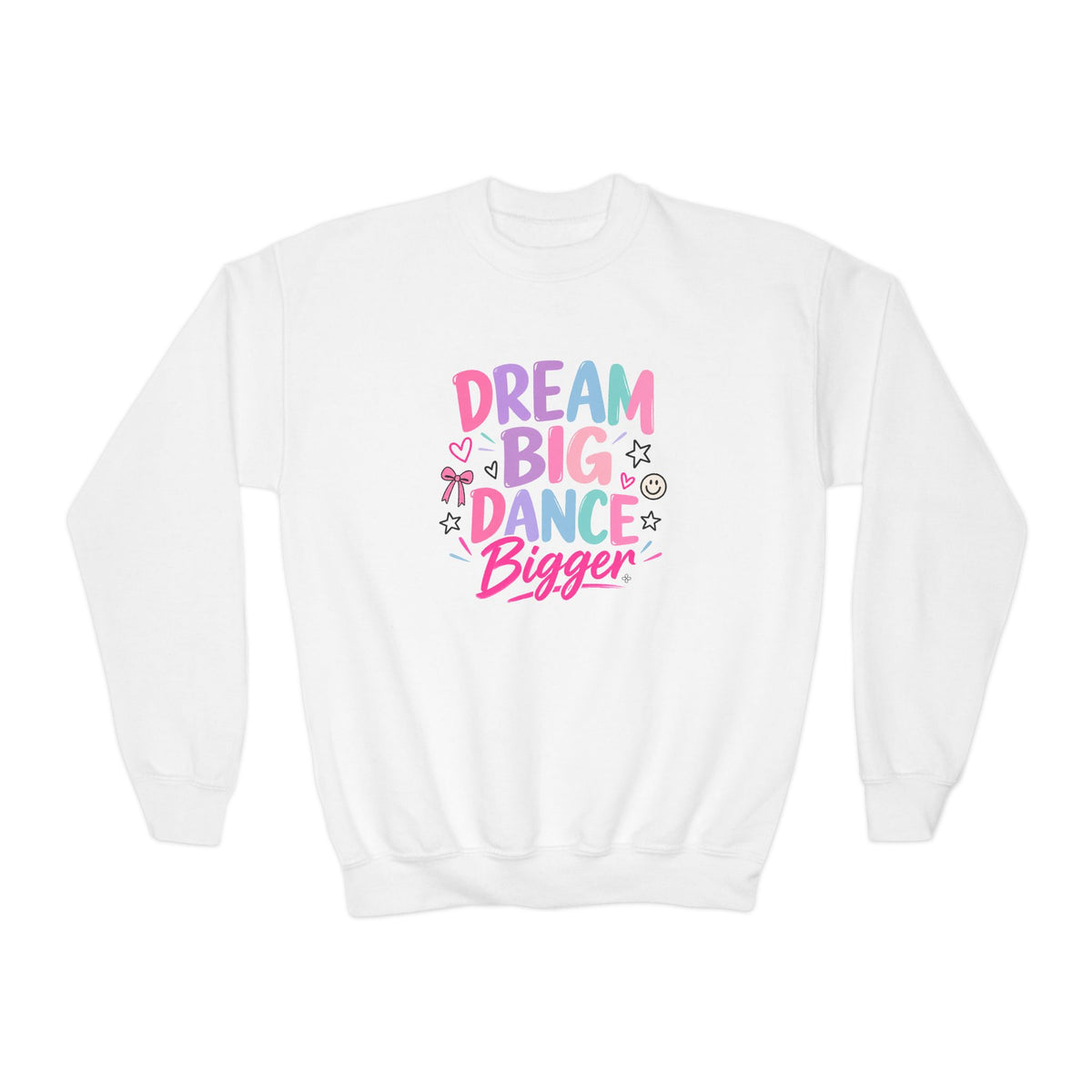 Dream Big Dance Bigger Youth Sweatshirt | Dancer Gift | Girls Dance Youth Crewneck