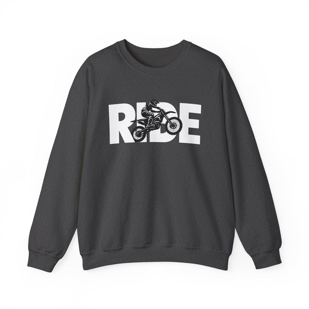 RIDE Dirt Bike Sweatshirt | Dirt Bike Rider Graphic | Gildan Crewneck