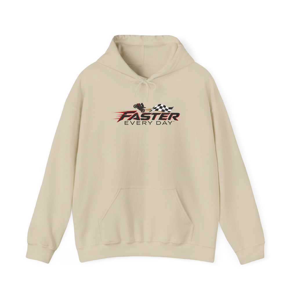 Faster Every Day Checkered Flag Logo Hoodie | Motorcycle Racing Gift | Gildan Hoodie