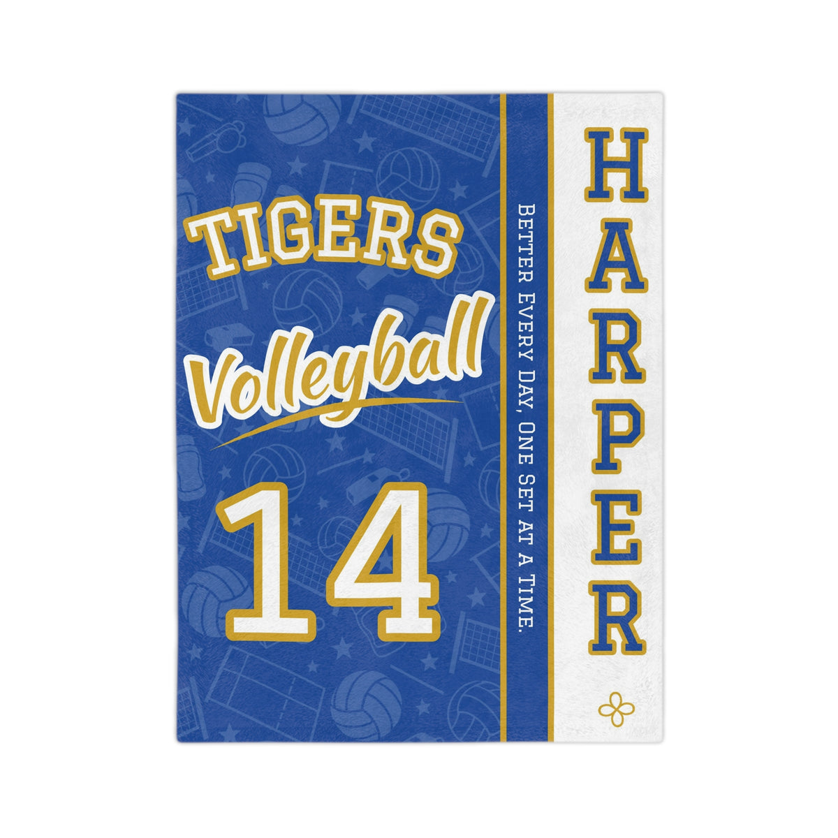 Personalized Volleyball Blanket - Varsity Split Design | Custom Team Name, Number or Class Year & Player Name | Volleyball Player, Senior Night Gift | Plush Throw