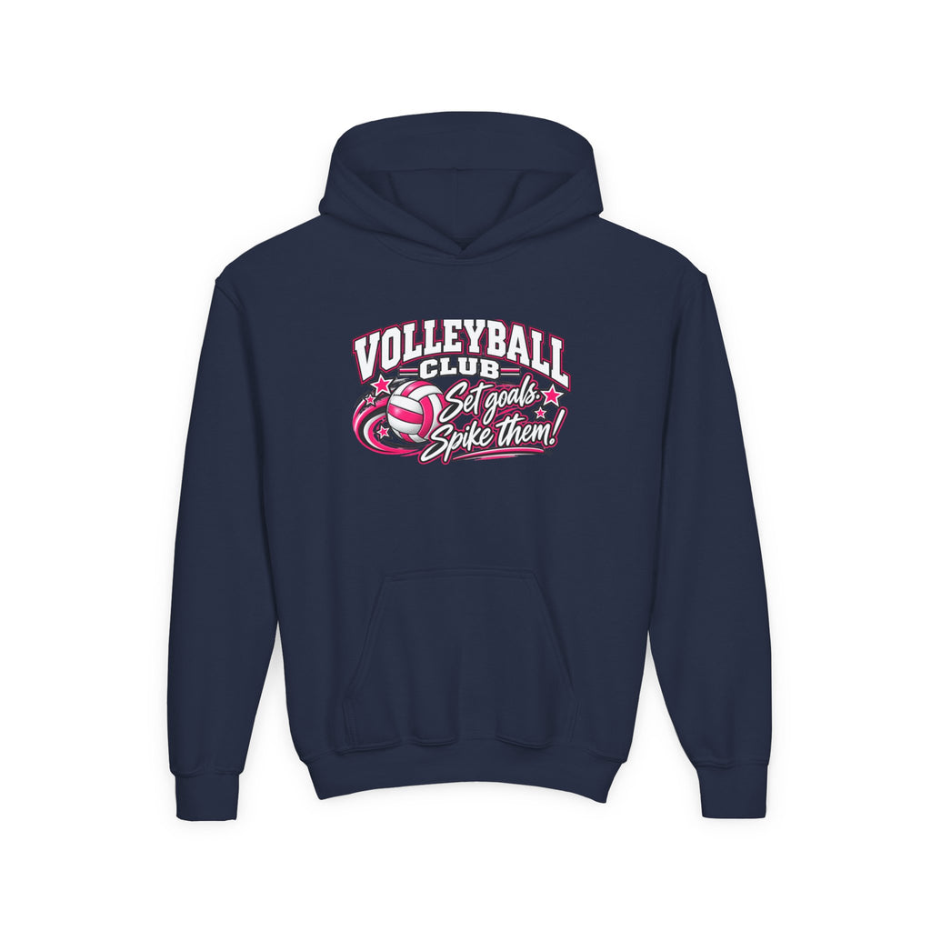Volleyball Club Youth Hoodie | Set Goals, Spike Them | Girls Volleyball Youth Hoodie