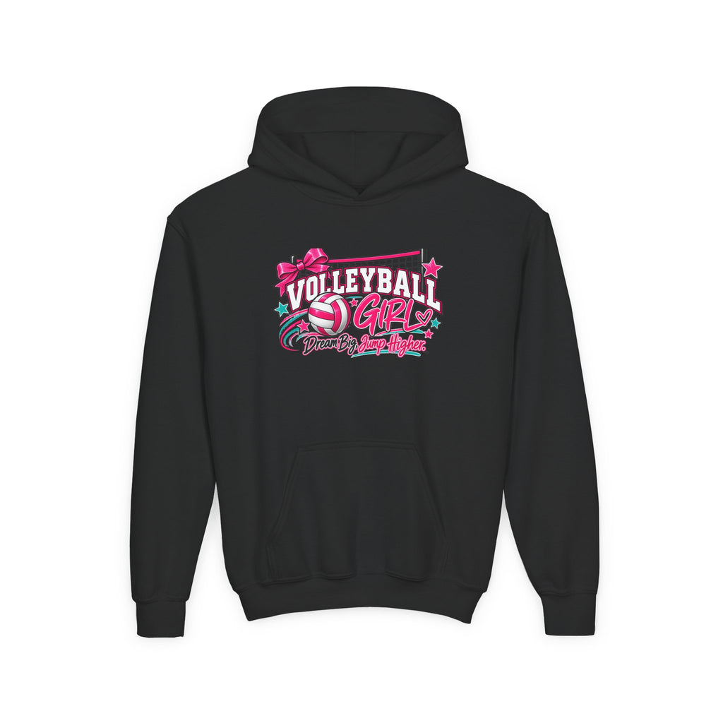 Volleyball Girl Youth Hoodie | Dream Big, Jump Higher | Girls Volleyball Youth Hoodie