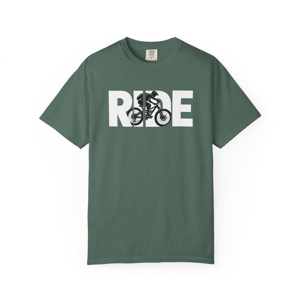 RIDE Mountain Bike T-Shirt | Mountain Biker Graphic | Comfort Colors Tee