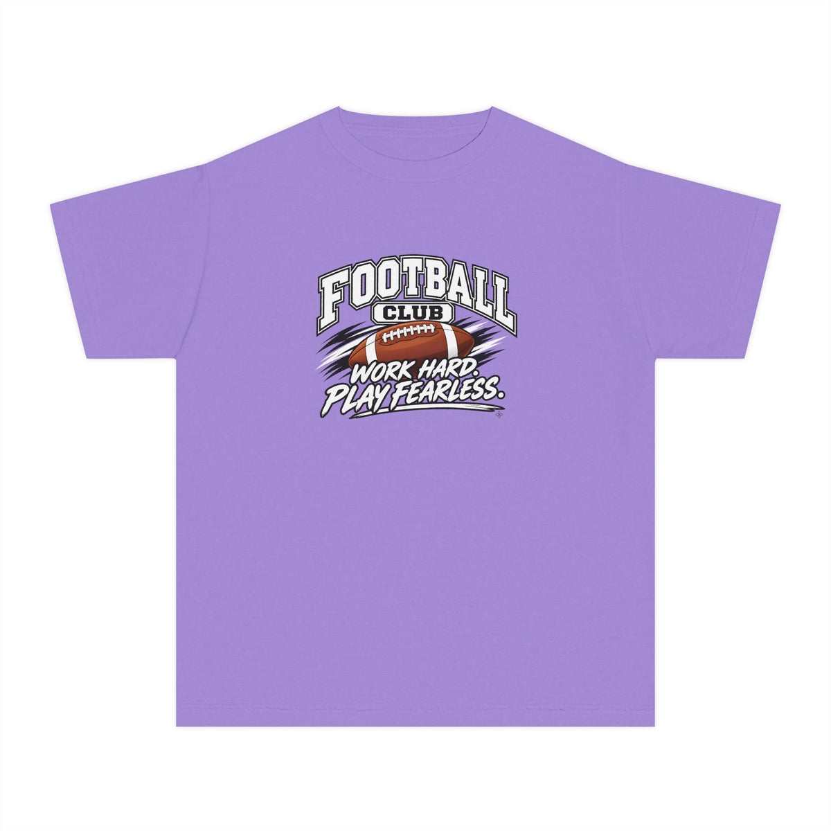 Football Club Youth T-Shirt | Work Hard, Play Fearless | Kids Football Comfort Colors Youth Tee