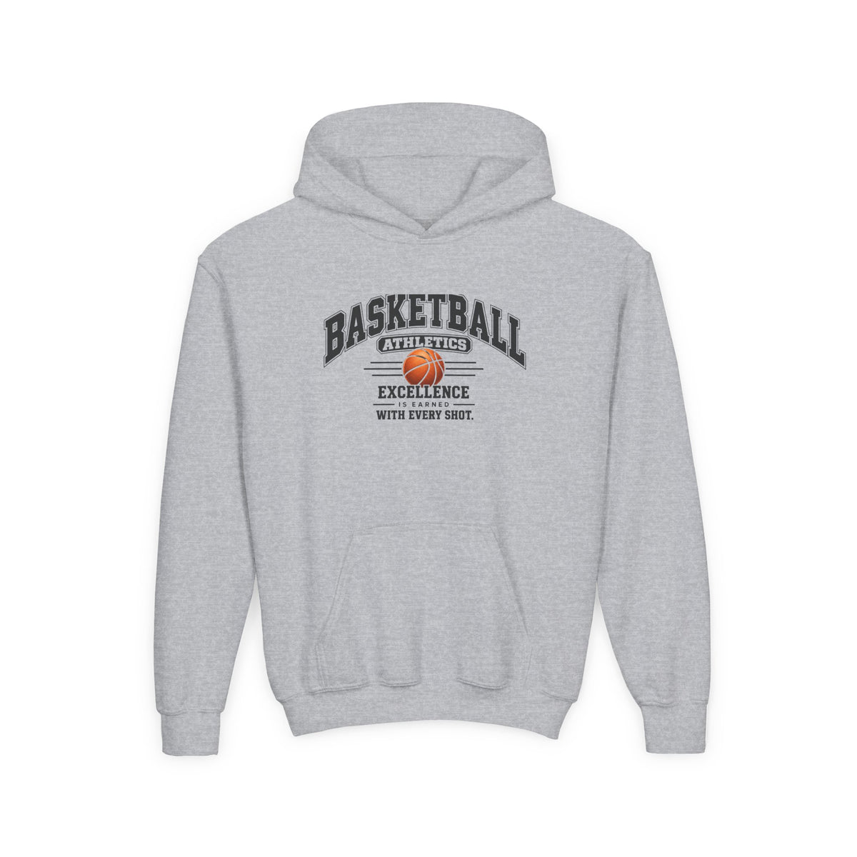 Basketball Athletics Youth Hoodie | Excellence Is Earned With Every Shot | Kids Basketball Youth Hoodie