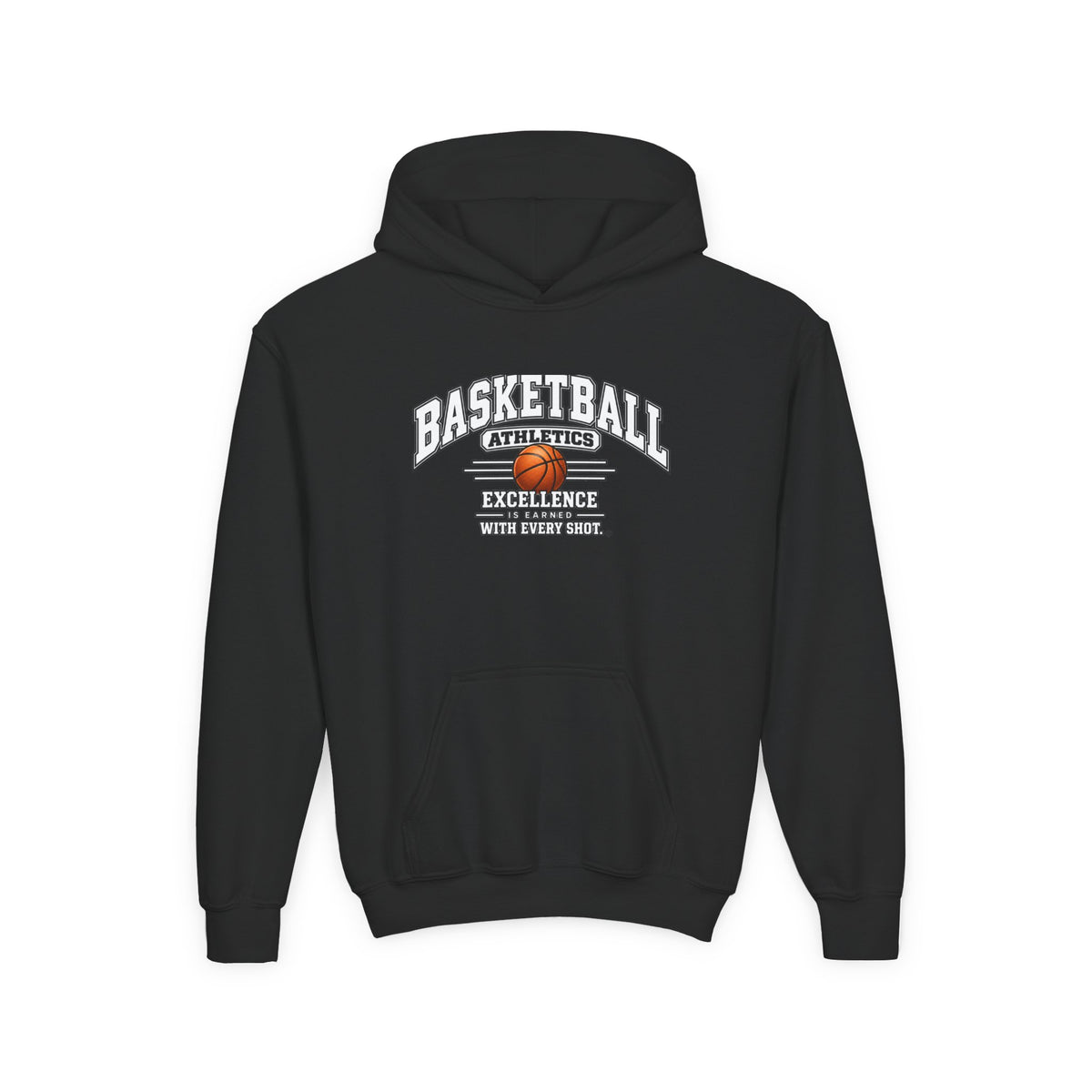 Basketball Athletics Youth Hoodie | Excellence Is Earned With Every Shot | Kids Basketball Youth Hoodie