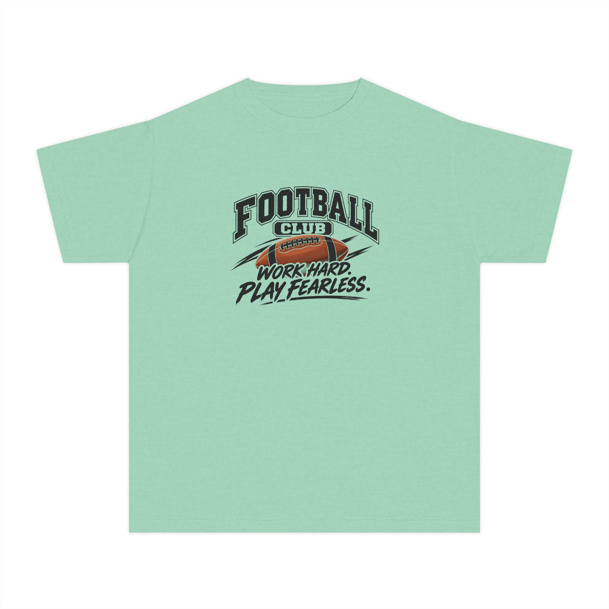 Football Club Youth T-Shirt | Work Hard, Play Fearless | Kids Football Comfort Colors Youth Tee