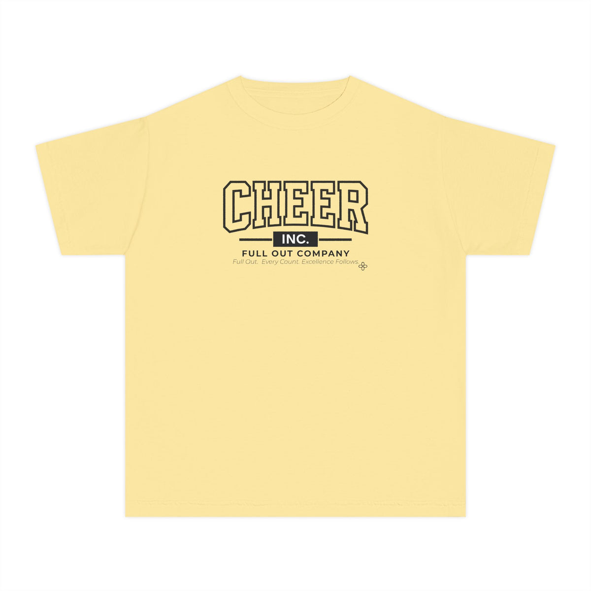 Cheer Inc. Full Out Company Youth T-Shirt | Full Out, Every Count | Girls Cheer Comfort Colors Youth Tee