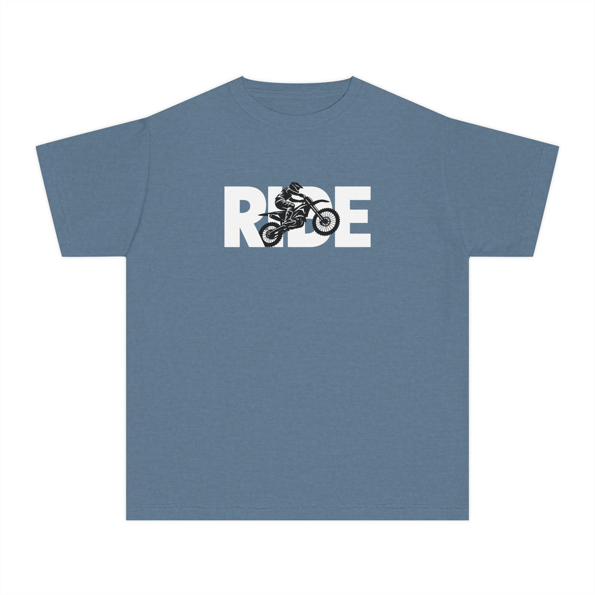 RIDE Dirt Bike Youth T-Shirt | Dirt Bike Rider Graphic | Kids Comfort Colors Youth Tee