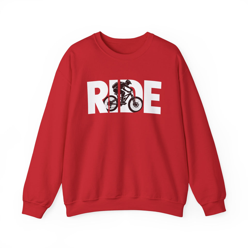 RIDE Mountain Bike Sweatshirt | Mountain Biker Graphic | Gildan Crewneck
