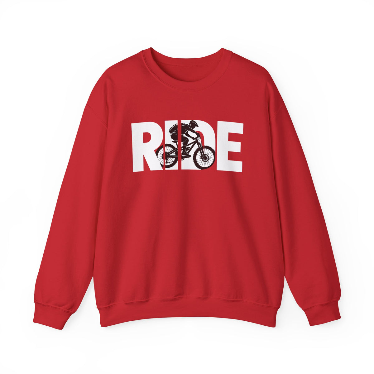 RIDE Mountain Bike Sweatshirt | Mountain Biker Graphic | Gildan Crewneck