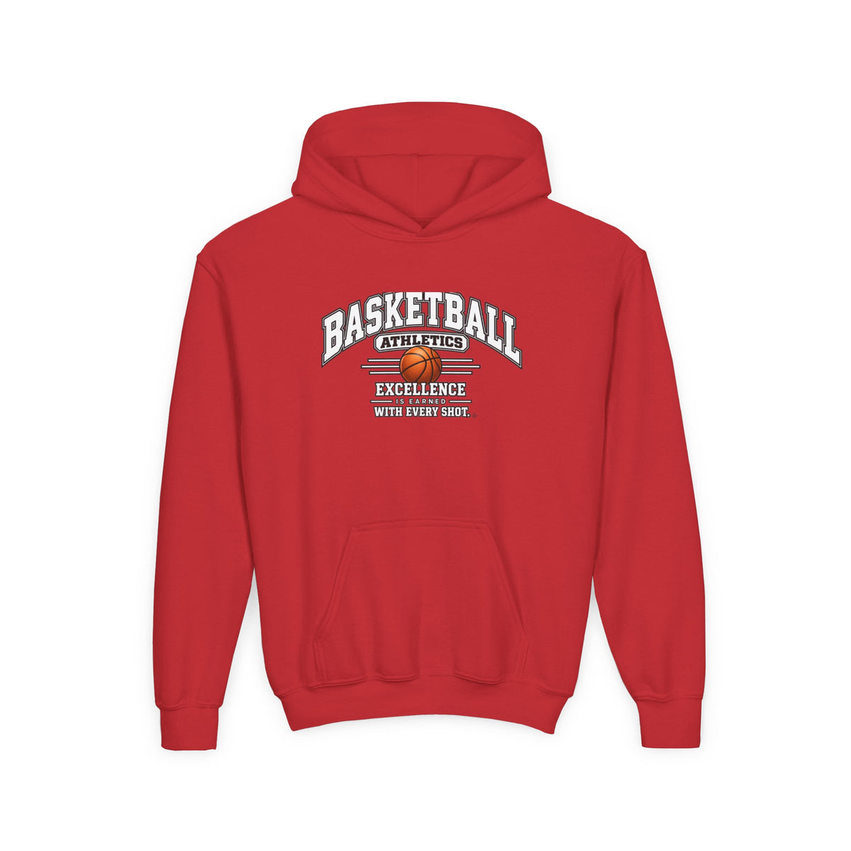 Basketball Athletics Youth Hoodie | Excellence Is Earned With Every Shot | Kids Basketball Youth Hoodie