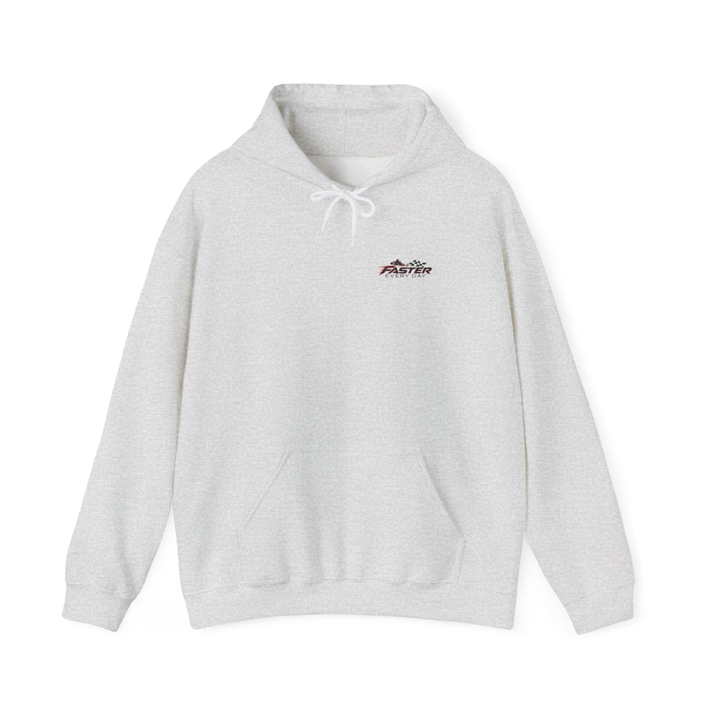 Faster Every Day Go-Kart Racing Hoodie | Driven to Be Better | Front Logo and Back Print | Gildan Hoodie