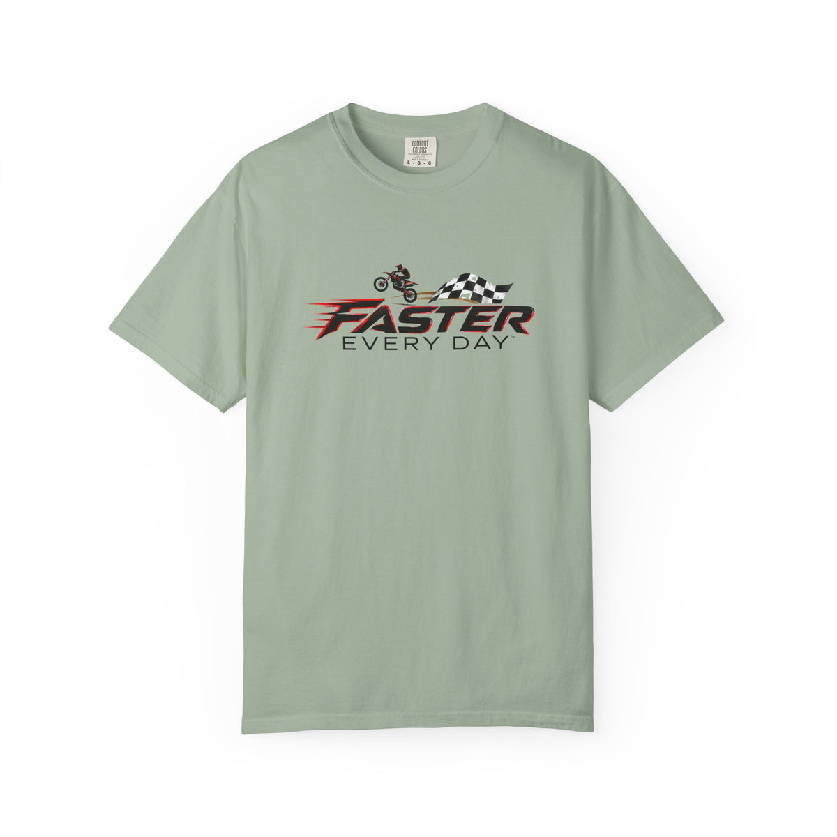 Faster Every Day Dirt Bike Checkered Flag Logo Tee | Motocross Shirt | Comfort Colors T-Shirt