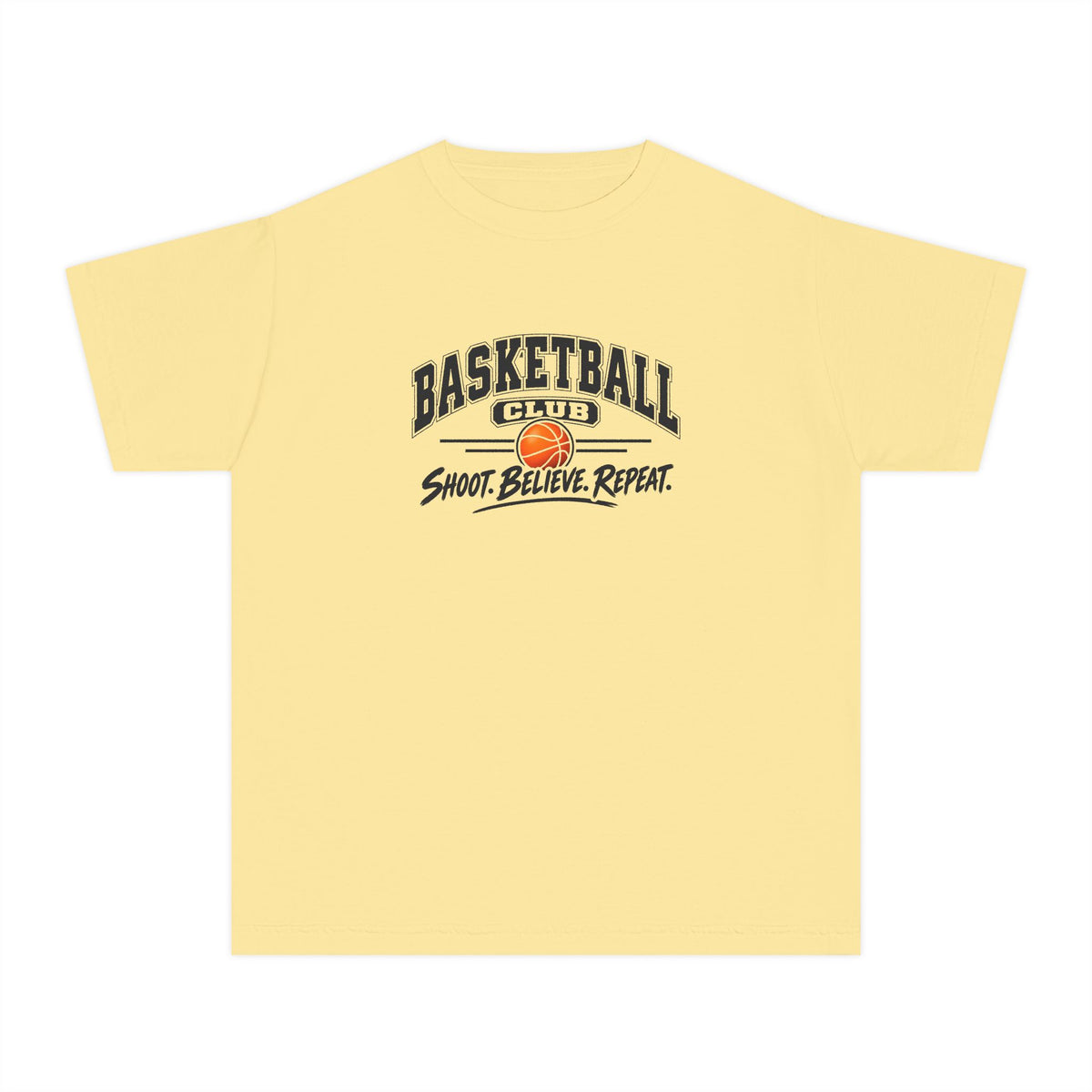 Basketball Club Youth T-Shirt | Shoot, Believe, Repeat | Kids Basketball Comfort Colors Youth Tee