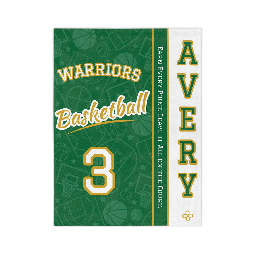 Personalized Basketball Blanket - Varsity Split Design | Custom Team Name, Number or Class Year & Player Name | Basketball Player, Senior Night Gift | Plush Throw
