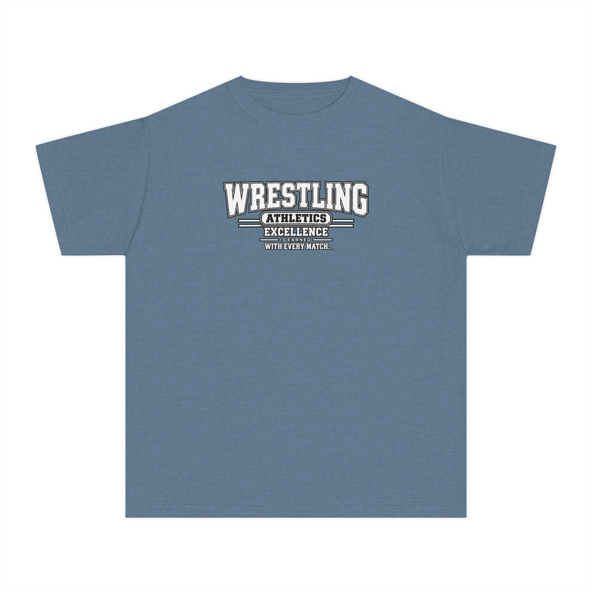 Wrestling Athletics Youth T-Shirt | Excellence Is Earned With Every Match | Kids Wrestling Comfort Colors Youth Tee