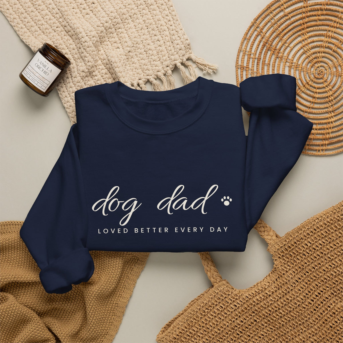 Personalized Dog Dad Sweatshirt - Loved Better Every Day | Pet Names on Sleeve | Choose Your Style | Custom Dog Dad Gift | Gildan Sweatshirt