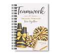 Teamwork - Cheerleading Notebook, Black and Gold 8.5"x11" Wide Ruled Blank Notebook, Spiral Bound