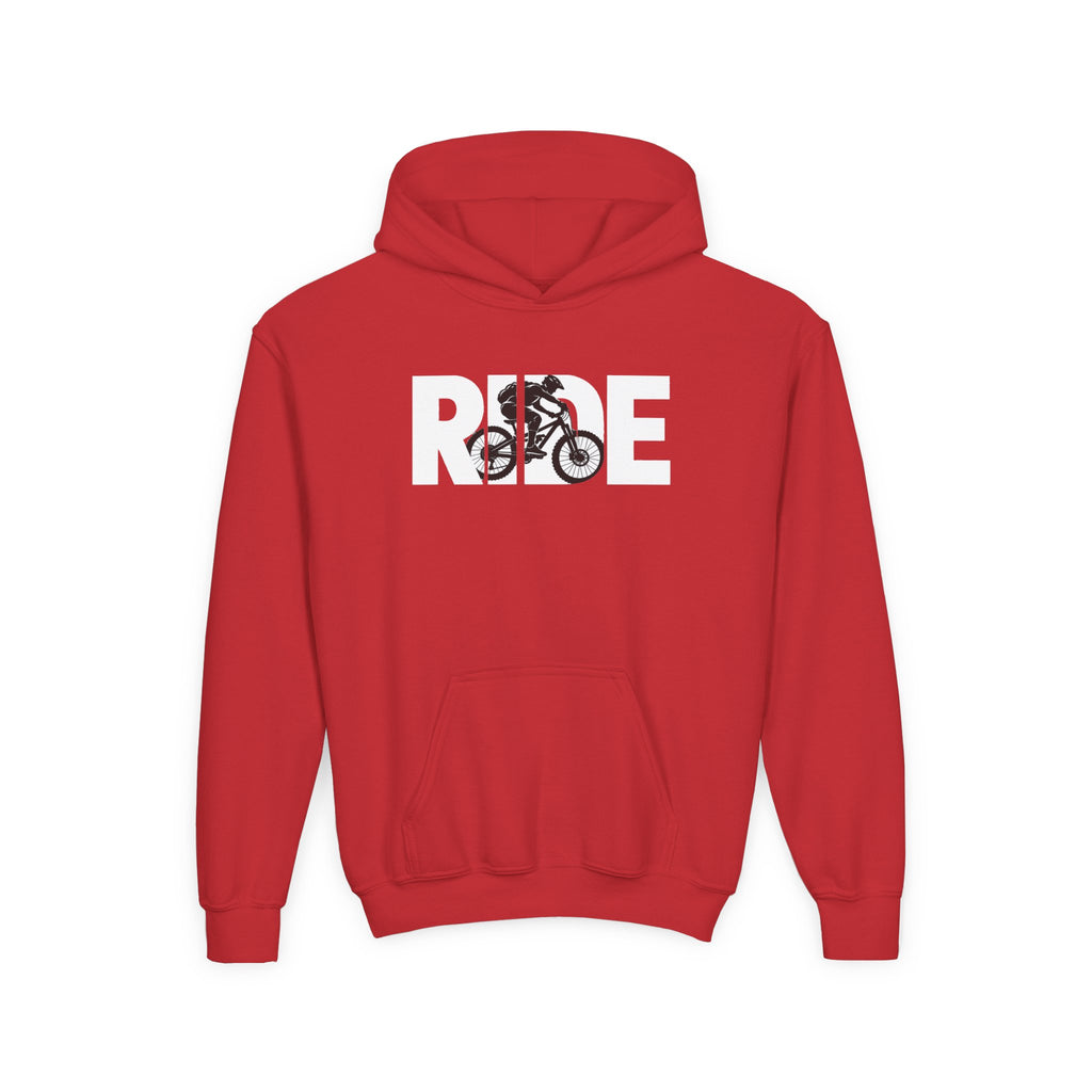 RIDE Mountain Bike Youth Hoodie | Mountain Biker Graphic | Kids Youth Hoodie