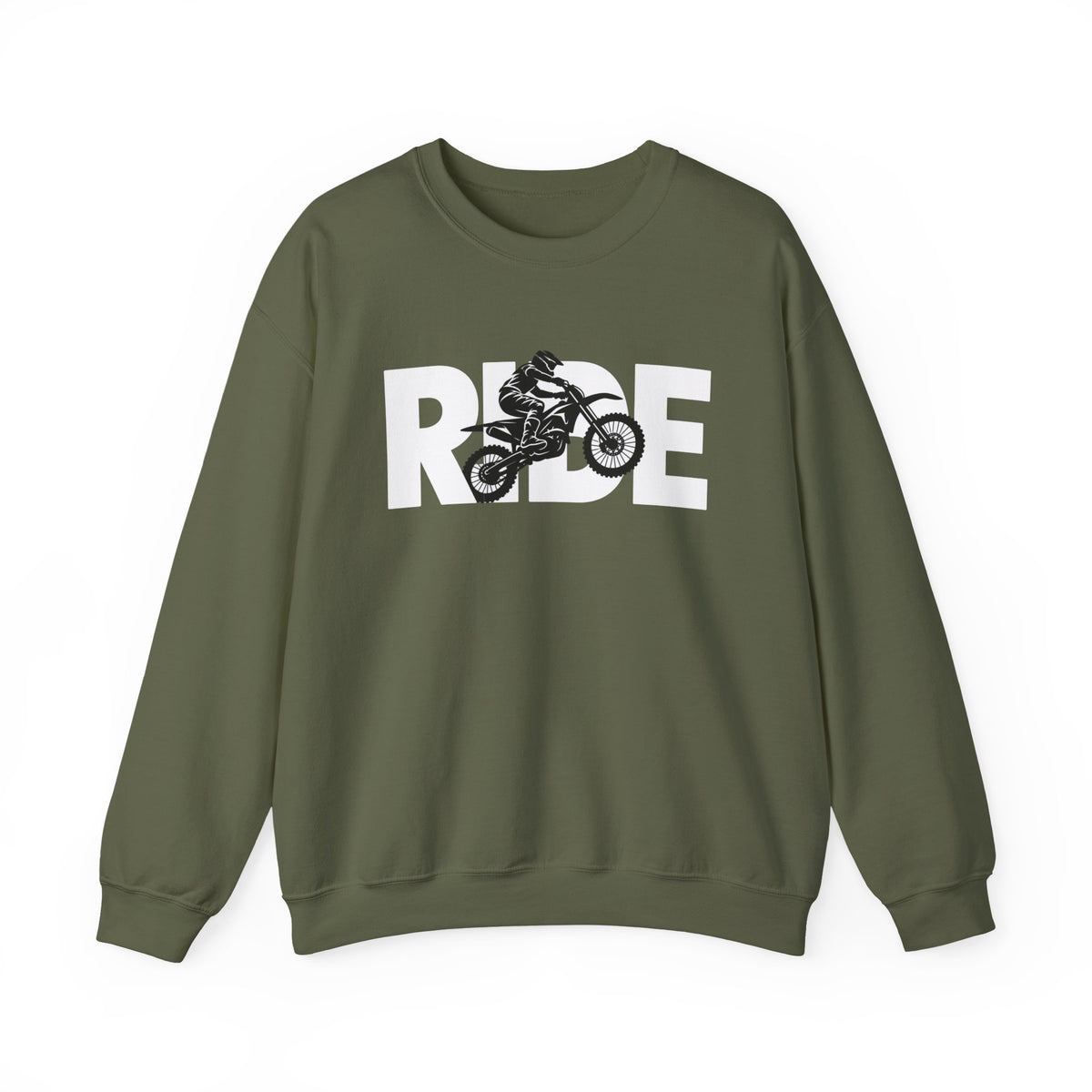 RIDE Dirt Bike Sweatshirt | Dirt Bike Rider Graphic | Gildan Crewneck
