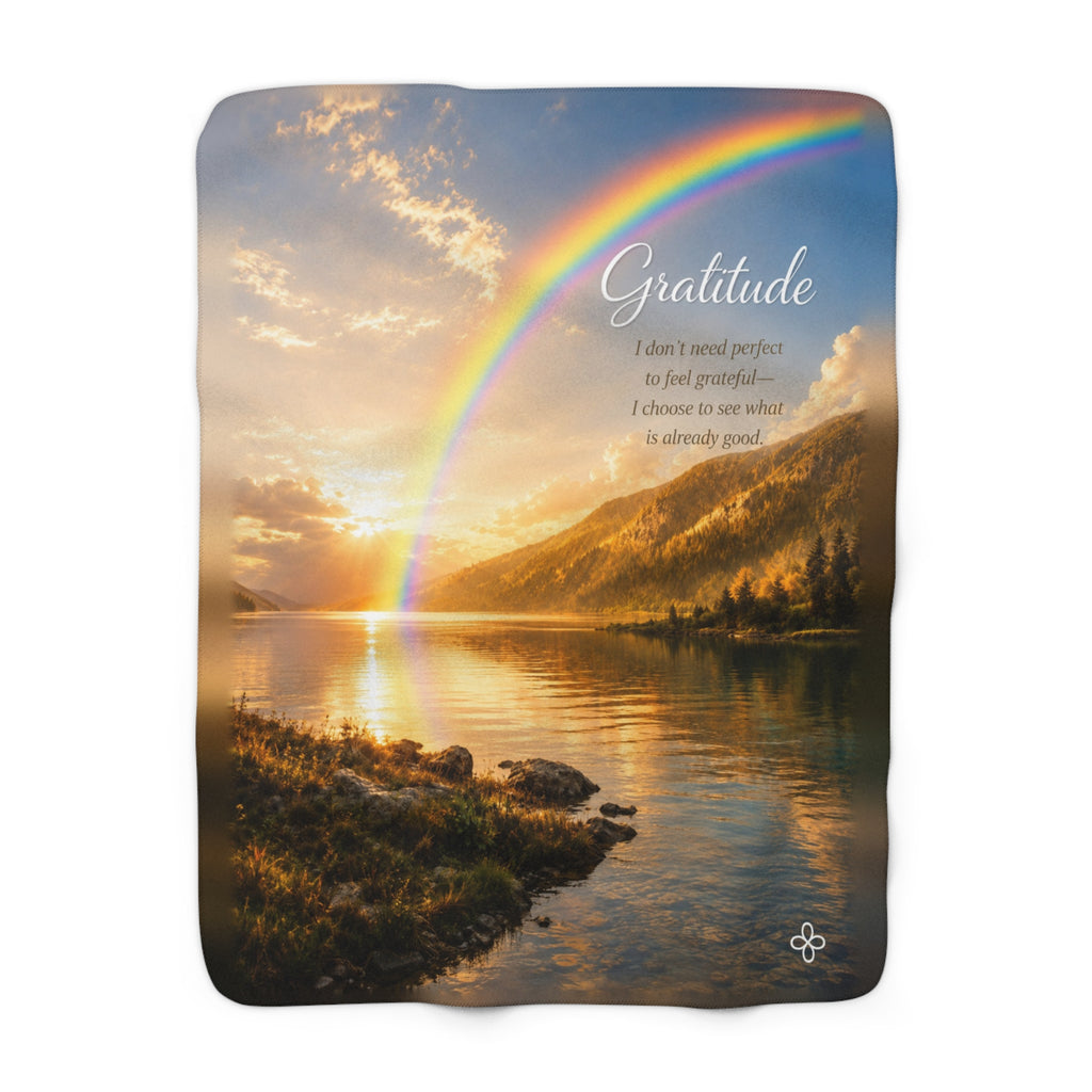 Gratitude Motivational Sherpa Blanket | Inspirational Quote Sherpa Fleece Throw | Uplifting Gift | Better Every Day
