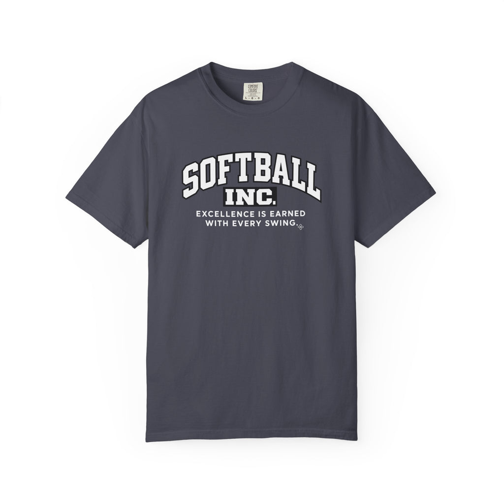 Softball Inc. T-Shirt | Excellence Is Earned With Every Swing | Softball Comfort Colors Tee