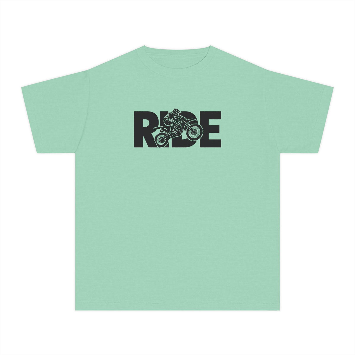 RIDE Dirt Bike Youth T-Shirt | Dirt Bike Rider Graphic | Kids Comfort Colors Youth Tee