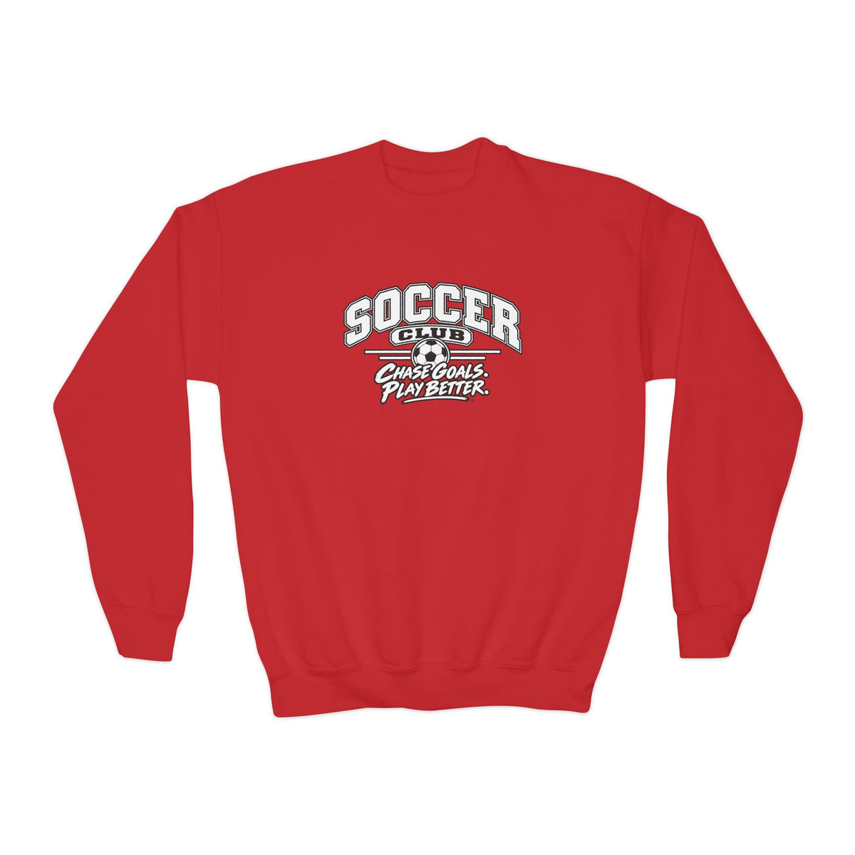 Soccer Club Youth Sweatshirt | Chase Goals, Play Better | Kids Soccer Youth Crewneck