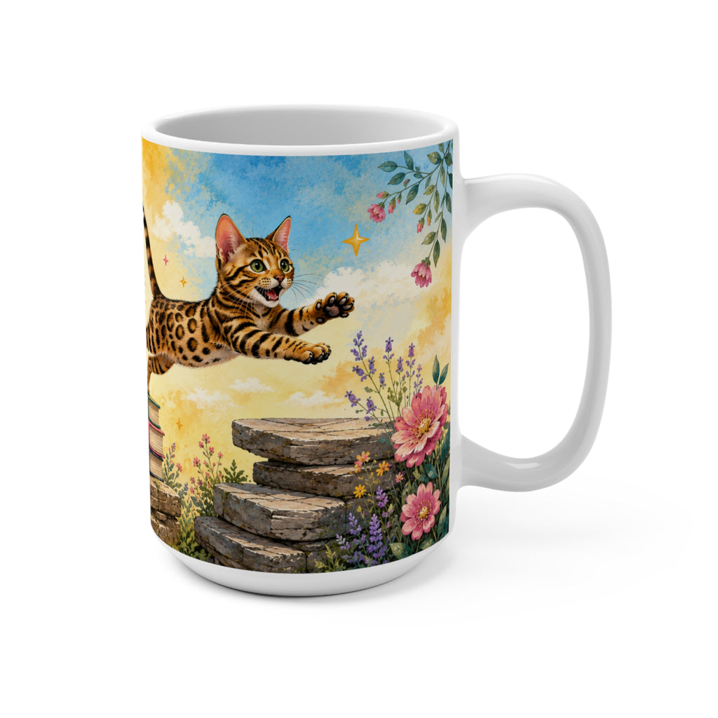 Take the Leap, You'll Land on Your Feet - 15 oz Funny Cat Mug, Coffee Cup
