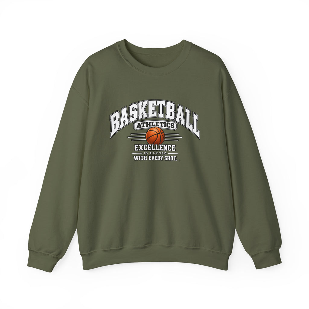 Basketball Athletics Sweatshirt | Excellence Is Earned With Every Shot | Basketball Gildan Crewneck