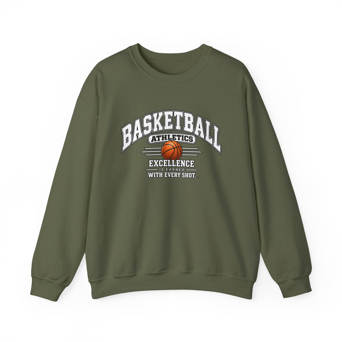 Basketball Athletics Sweatshirt | Excellence Is Earned With Every Shot | Basketball Gildan Crewneck