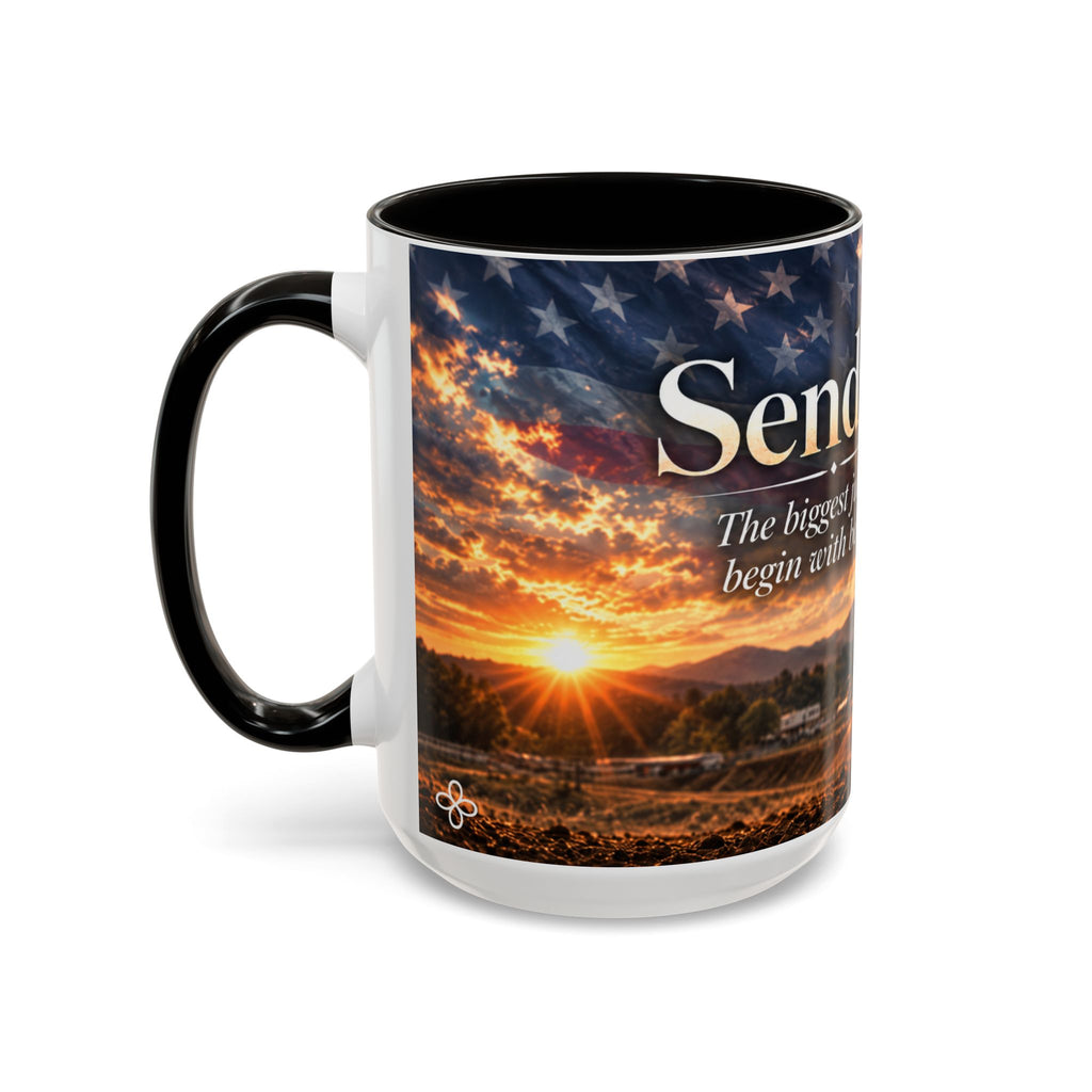 Send It - The Biggest Jumps Begin with Belief | 15 oz Motocross Dirt Bike Mug, Coffee Cup