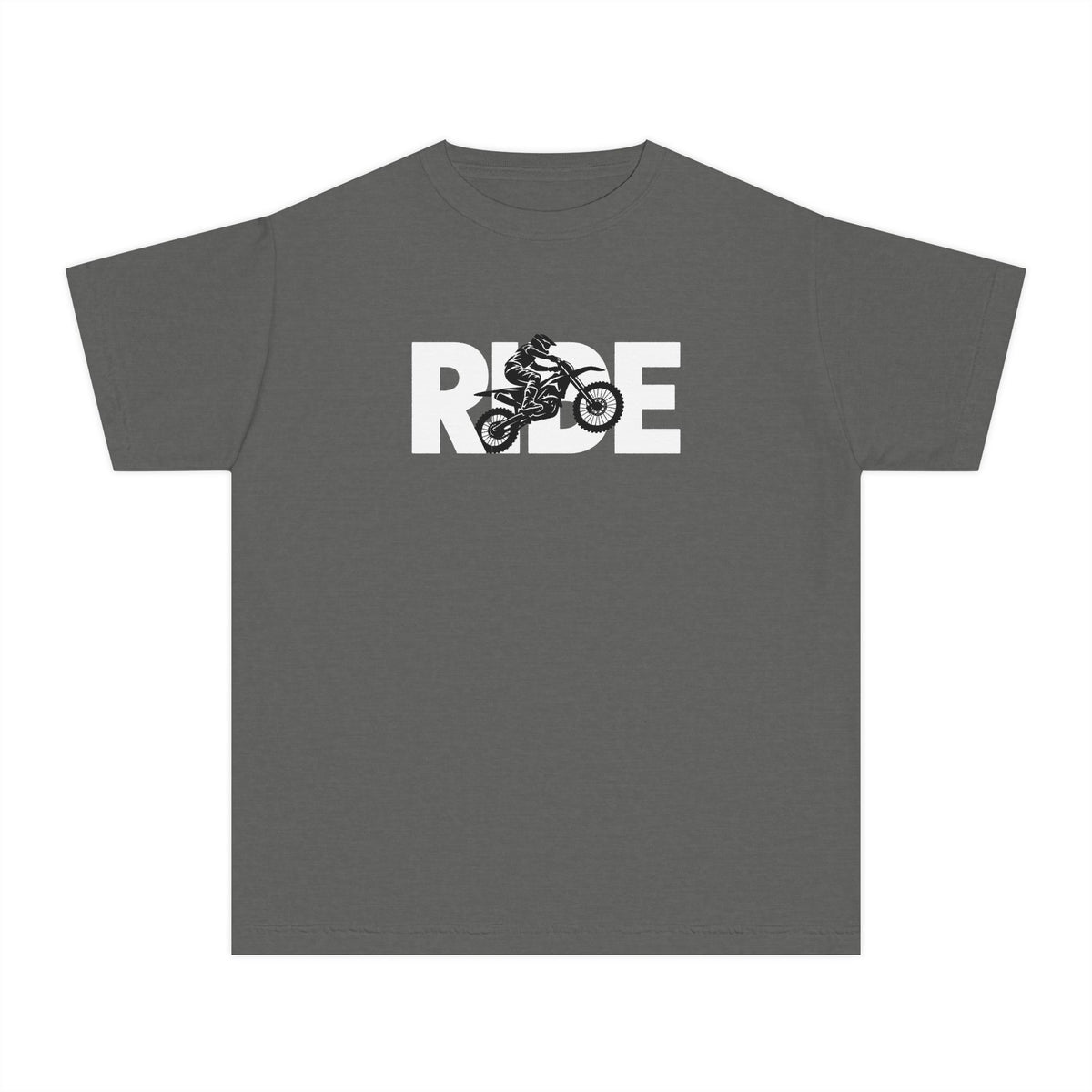 RIDE Dirt Bike Youth T-Shirt | Dirt Bike Rider Graphic | Kids Comfort Colors Youth Tee