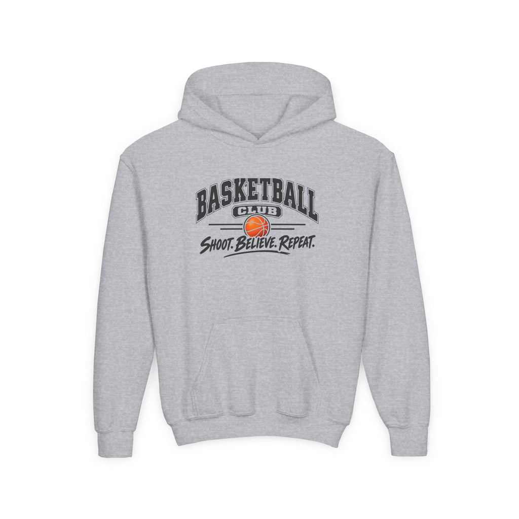 Basketball Club Youth Hoodie | Shoot, Believe, Repeat | Kids Basketball Youth Hoodie