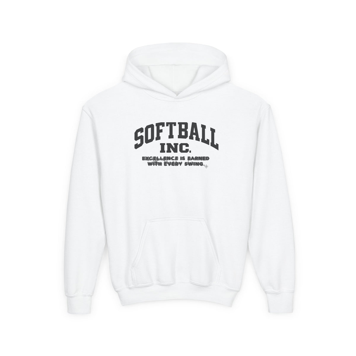 Softball Inc. Youth Hoodie | Excellence Is Earned With Every Swing | Girls Softball Youth Hoodie