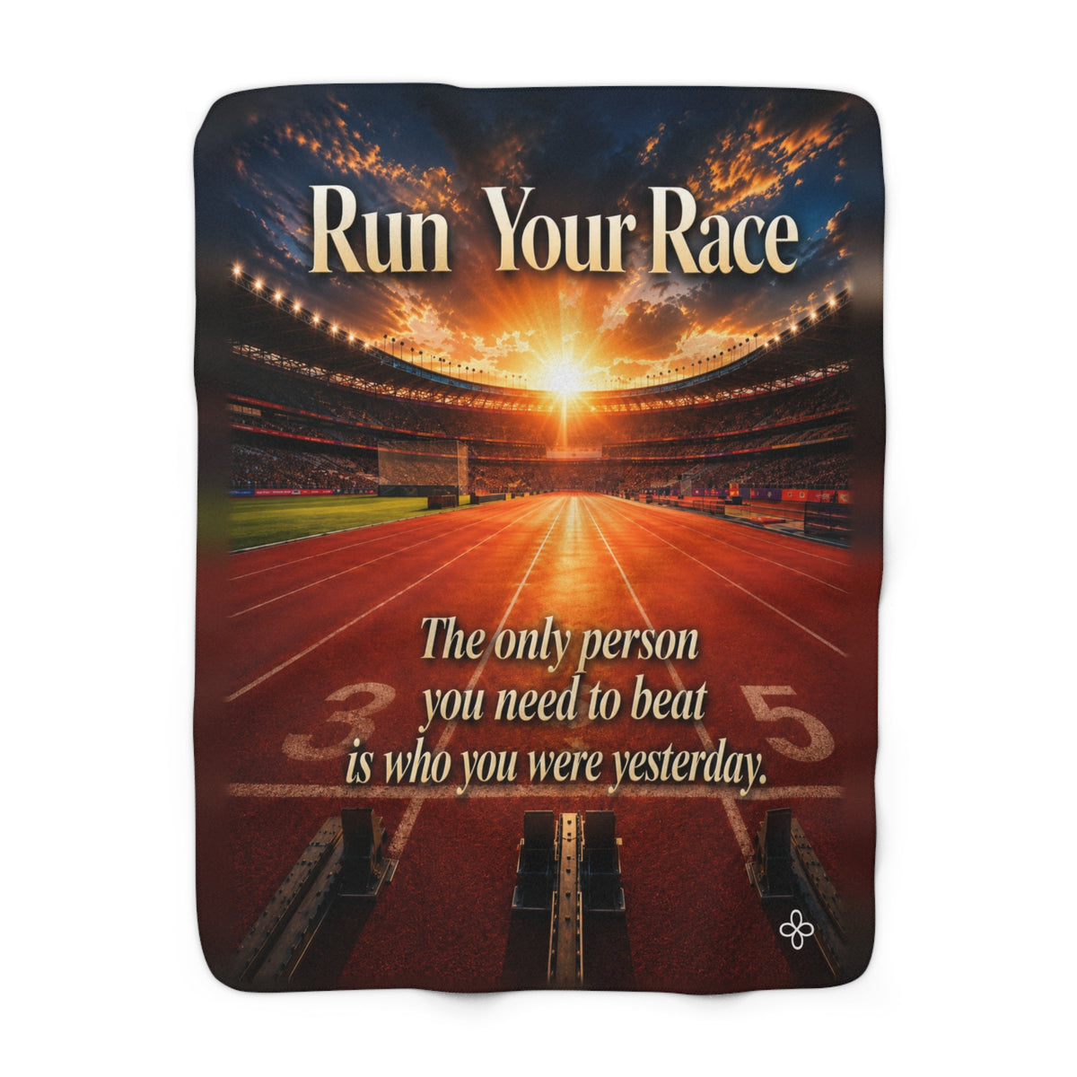 Run Your Race Motivational Sherpa Blanket | Inspirational Quote Sherpa Fleece Throw | Uplifting Gift | Better Every Day
