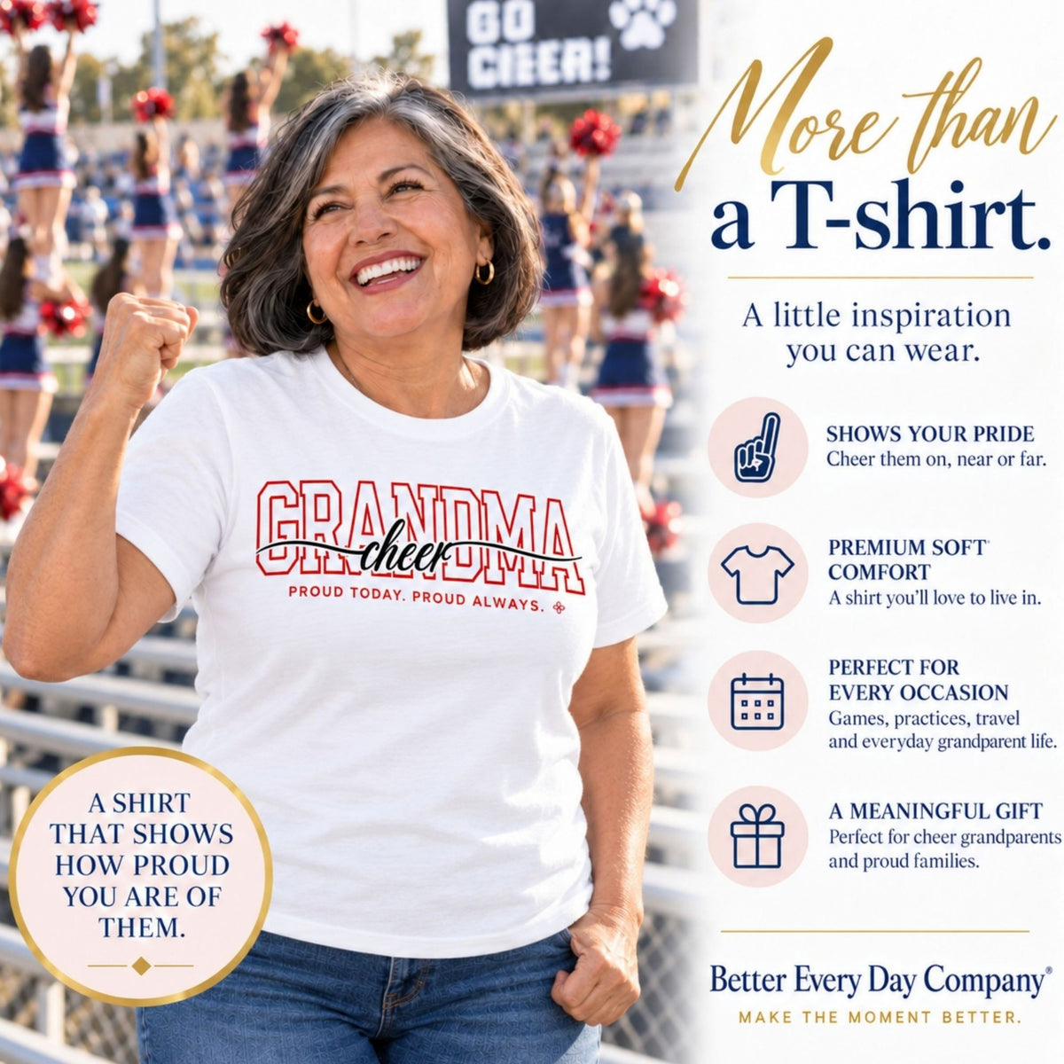 Cheer Grandma Shirt - Proud Today. Proud Always. | Choose Your Team Color | Comfort Colors Tee