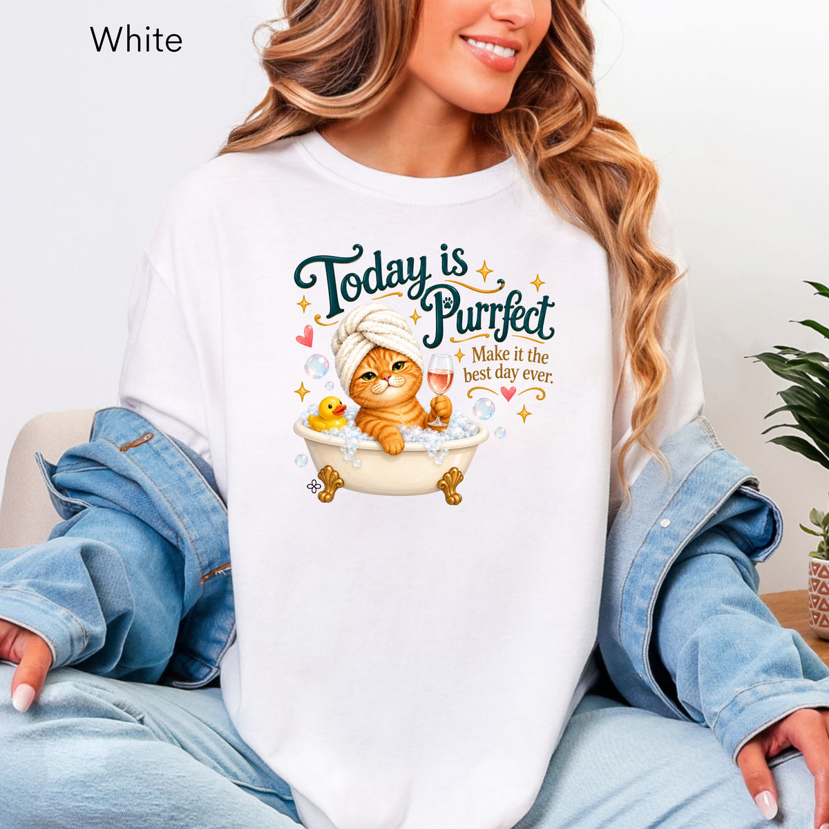 Today Is Purrfect - Women's Comfort Colors Motivational Cat / Pet T-Shirt for Women - Inspirational Tee - Comfort Colors Shirt