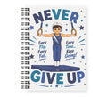 Louie - Never Give Up, Gymnastics Boy Notebook, 8.5"x11" Wide Ruled, Kids Notebook, Blank Notebook, Spiral Bound