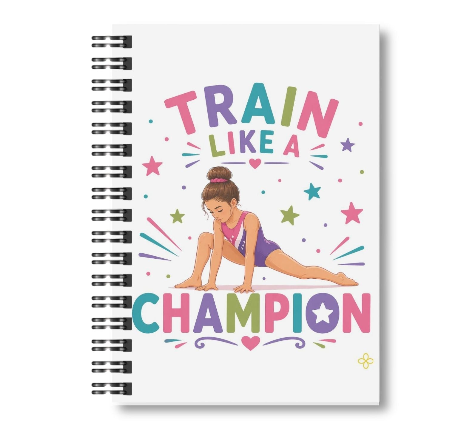 Train Like a Champion - girl, Gymnastics Notebook, 8.5"x11" Wide Ruled, Kids Notebook, Blank Notebook, Spiral Bound